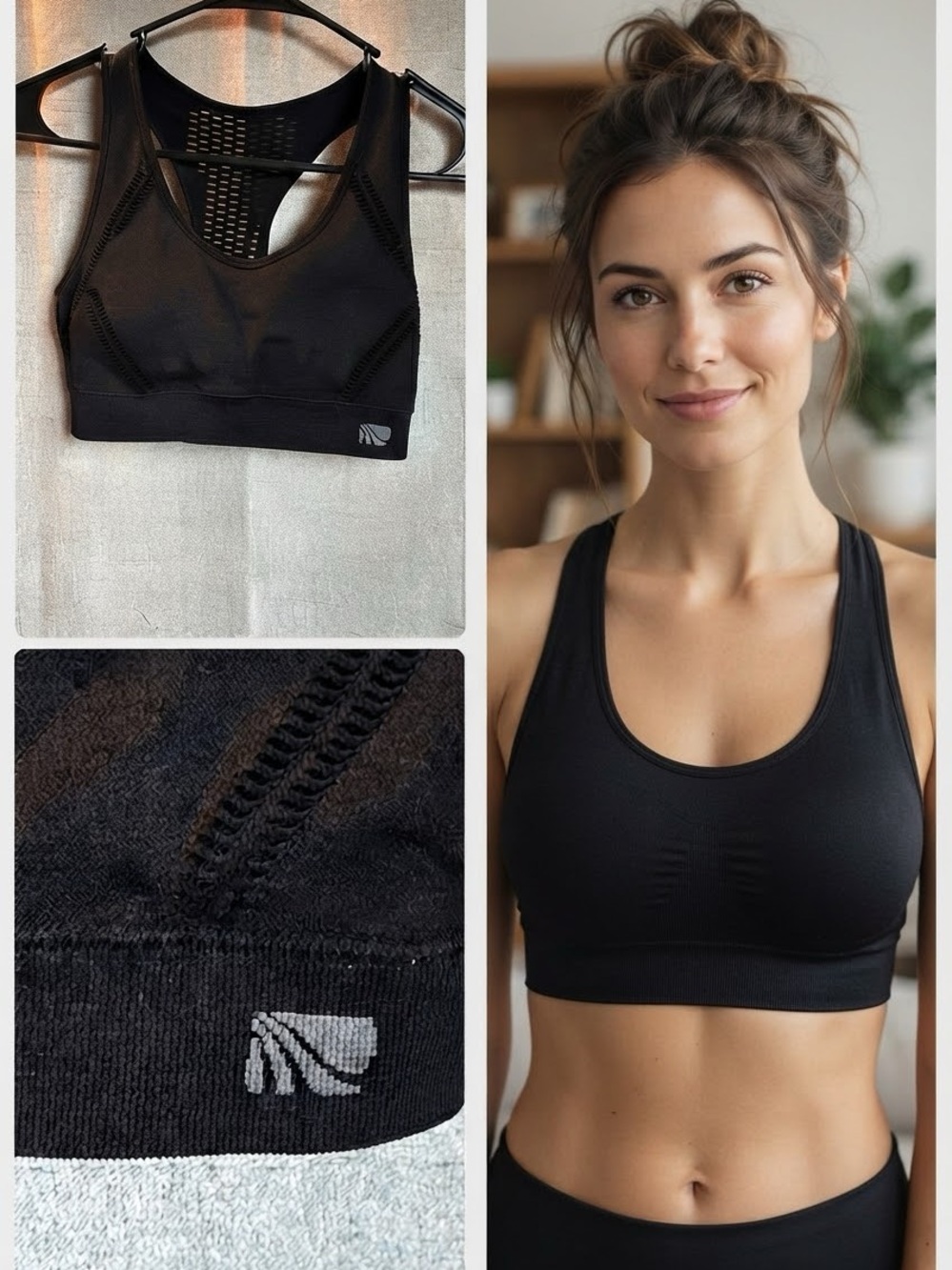 Marika Sports Bra Womens Small Mesh Black Athletic Racerback No Wire Workout Gym